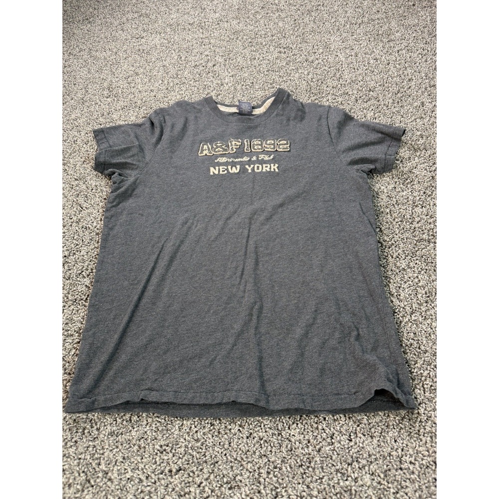 Vintage Y2K Abercrombie & Fitch New York T Shirt Men's Size Large Gray Preppy